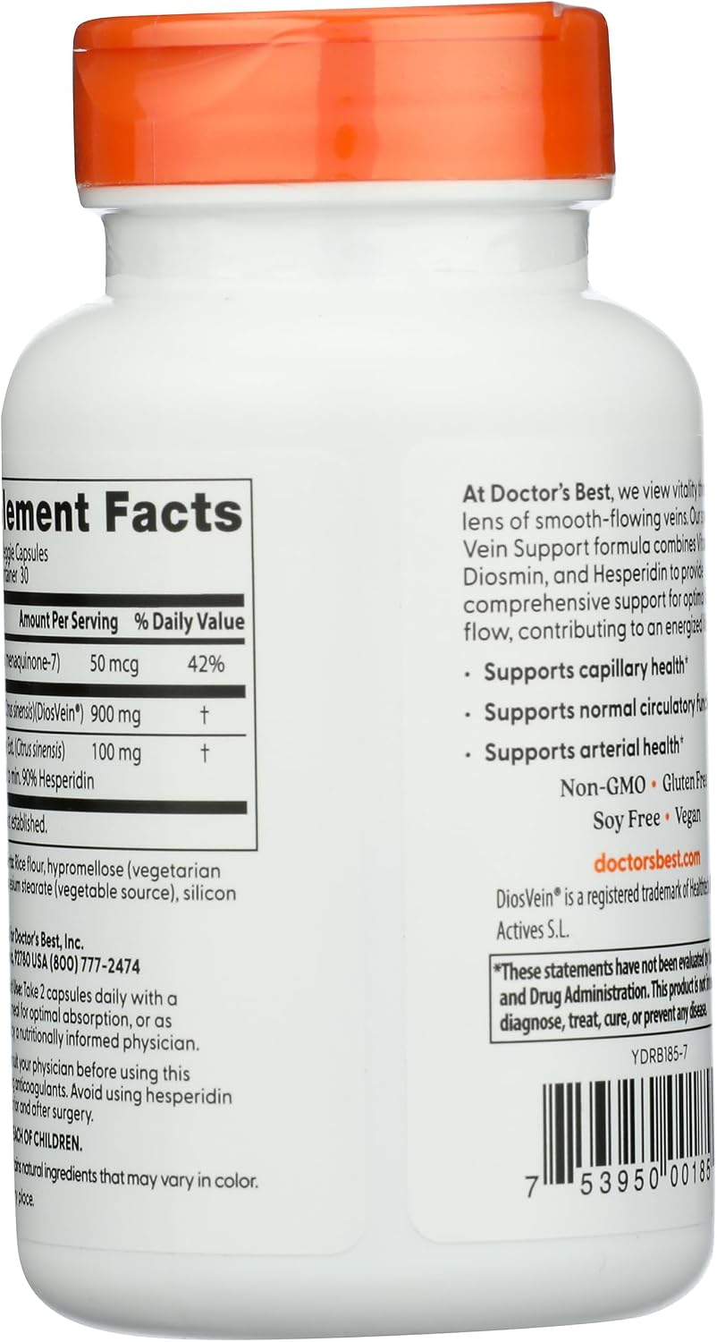 Doctor's BEST Vein Support with DiosVein & MenaQ7, 60 Capsules