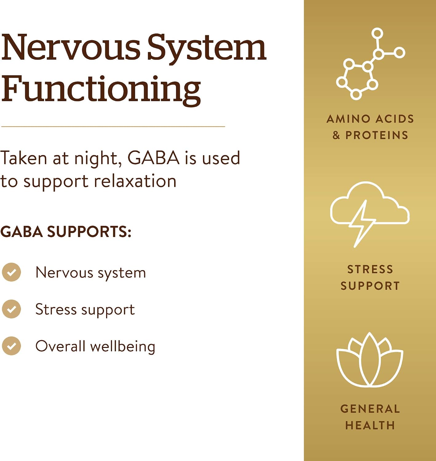 Solgar GABA 500 mg, 100 Vegetable Capsules – Nervous System Health & Relaxation