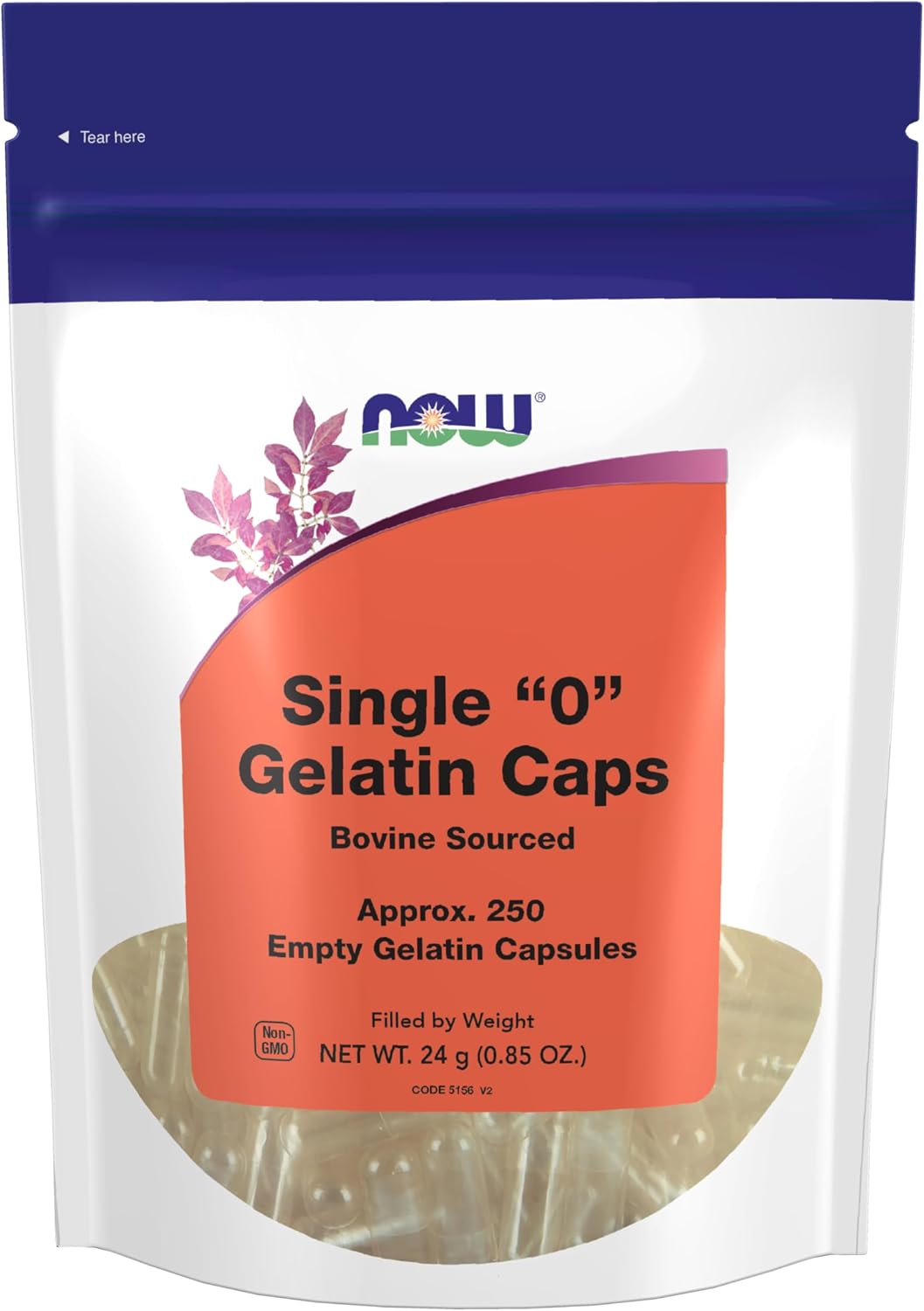 NOW Foods Empty Gelatin Capsules, Size "0", Bovine Source, 1,000 Capsules