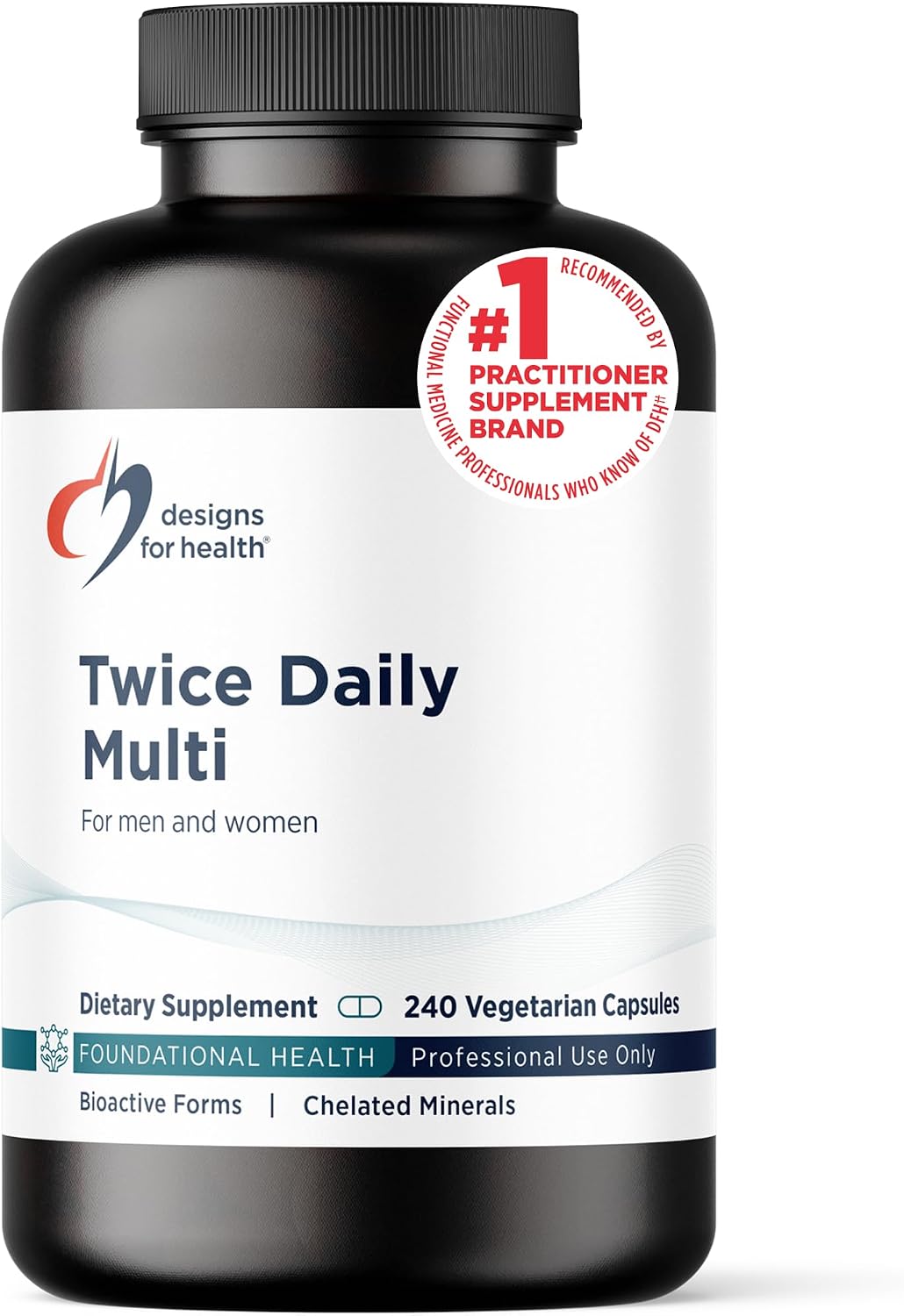Designs for Health Methylated Multivitamin for Women & Men - Twice Daily with Methylated B12 and Folate, No Iron (120 Capsules)