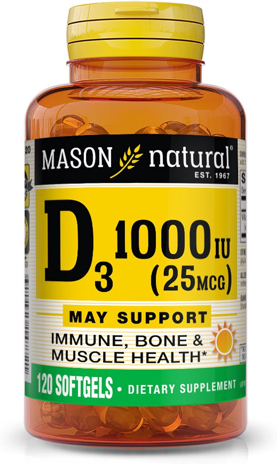 MASON NATURAL Vitamin D3 2,000 IU Ultra Strength, 120 Softgels