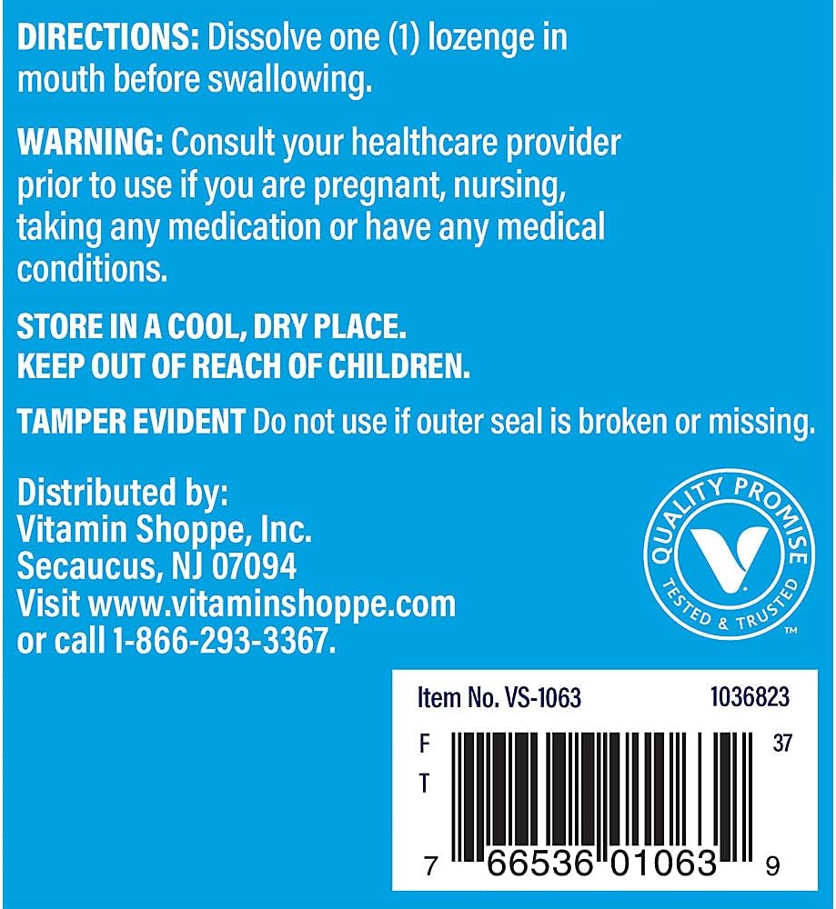 The Vitamin Shoppe Vitamin B12 1000mcg Dissolvable Lozenges – 300 Lozenges