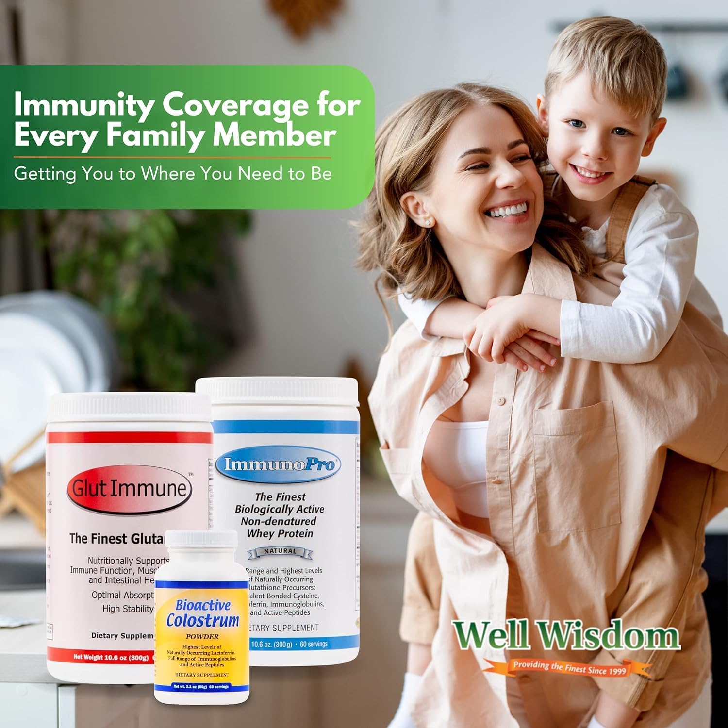 Well Wisdom Glut Immune - Covalent Bonded Glutamine Powder, Dairy-Free, 300 g (60 Servings)