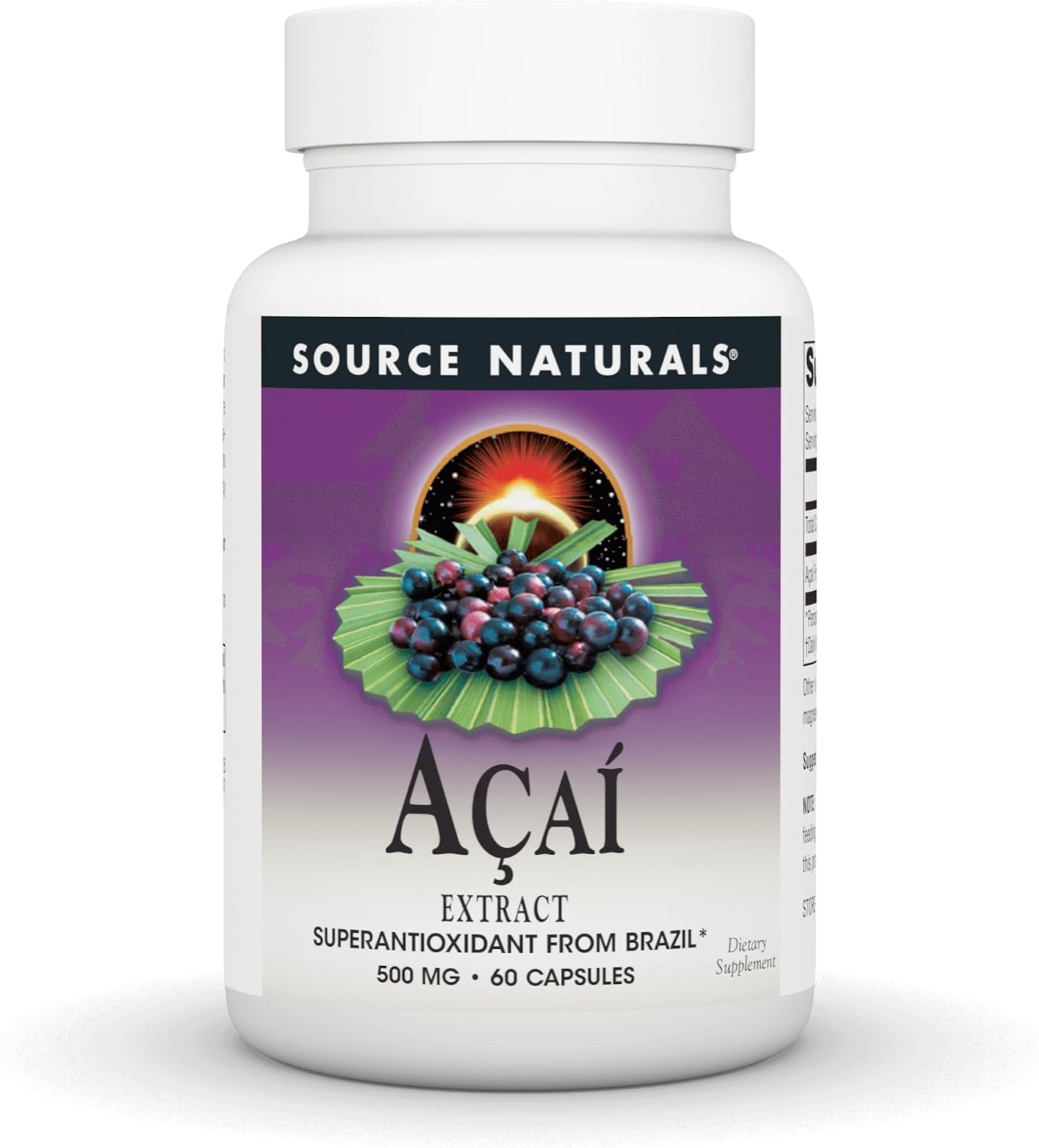 Source Naturals Acai Extract, Super Antioxidant from Brazil - 500 mg - 60 Capsules