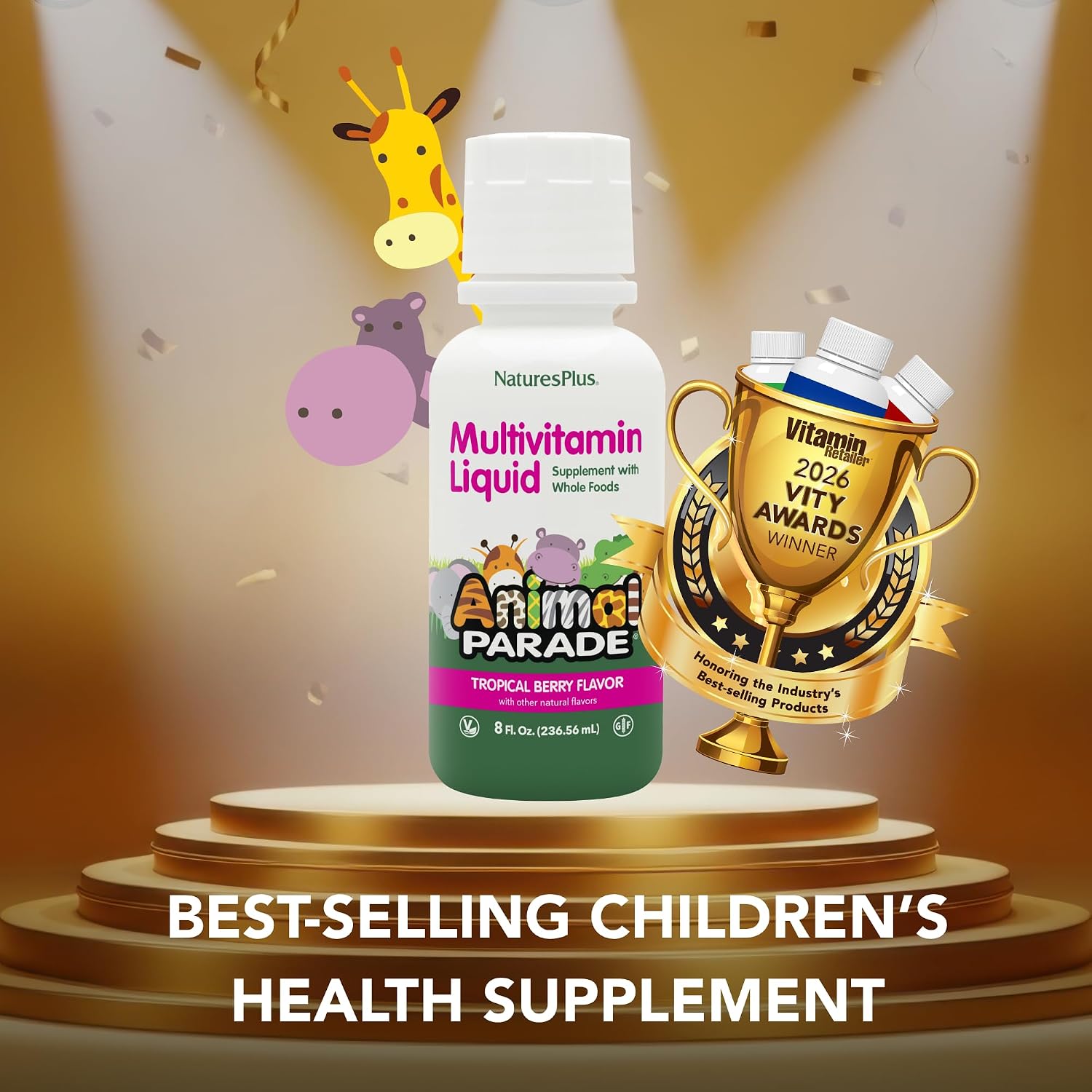 NaturesPlus Animal Parade Children's Liquid Multivitamin - Tropical Berry - 236 mL