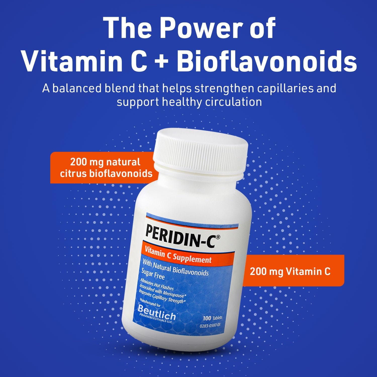 Peridin-C Vitamin C with Citrus Bioflavonoids – Daily Antioxidant Support – Gentle, Sugar-Free, and Gluten-Free – Easy-to-Swallow Tablets – 100 Count
