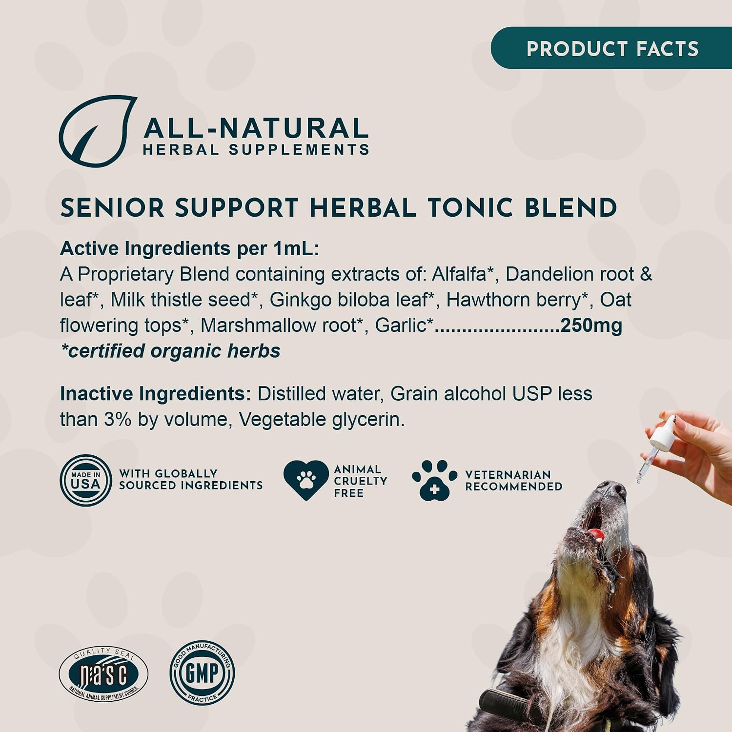 Animal Essentials Senior Support for Dogs & Cats Supplement - Milk Thistle & Herbal Blend, 30 ml