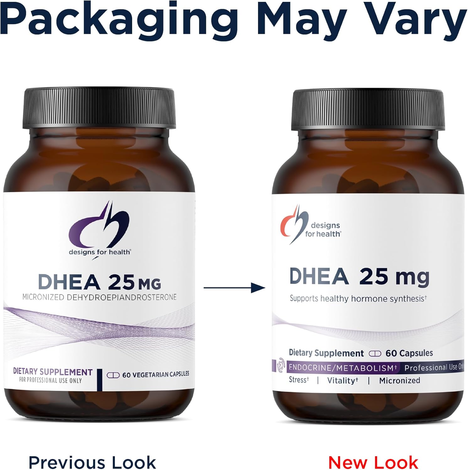 Designs for Health DHEA 25mg Supplement – 60 Capsules