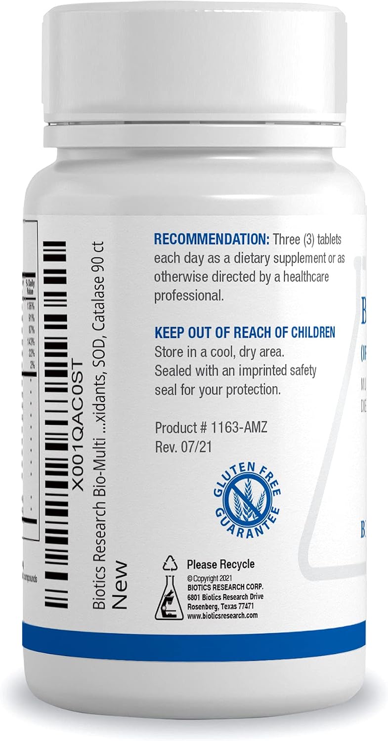 Biotics Research Bio-Multi Plus – Iron & Copper-Free Multivitamin with Chelated Minerals, Emulsified Fat-Soluble Vitamins, SOD, Catalase, 90 Tablets - görsel 2