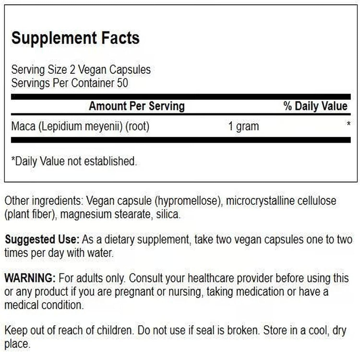 Swanson Maca 500 mg, 100 Capsules