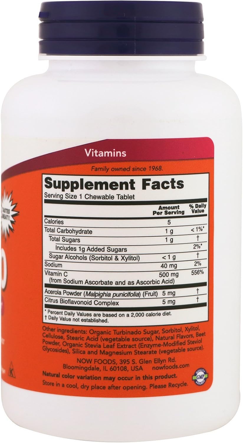 NOW Foods Chewable C-500, Cherry-Berry Flavour