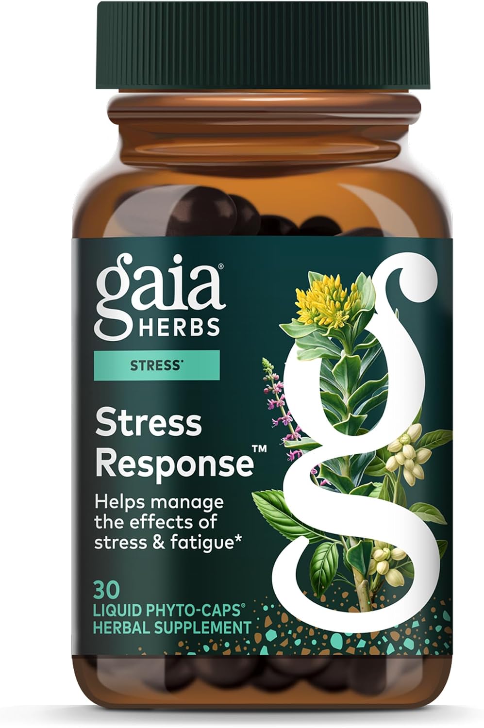 Gaia Herbs Stress Response – Adaptogen Blend with Rhodiola, Holy Basil & Ashwagandha – 30 Vegan Liquid Phyto-Caps