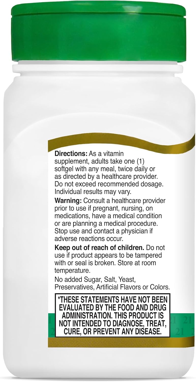 21st Century E 400 IU Natural (D-Alpha) Softgels, 110 Count