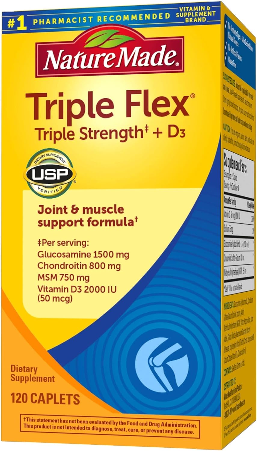 Nature Made TripleFlex Triple Strength Caplets with Vitamin D3, 120 Caplets