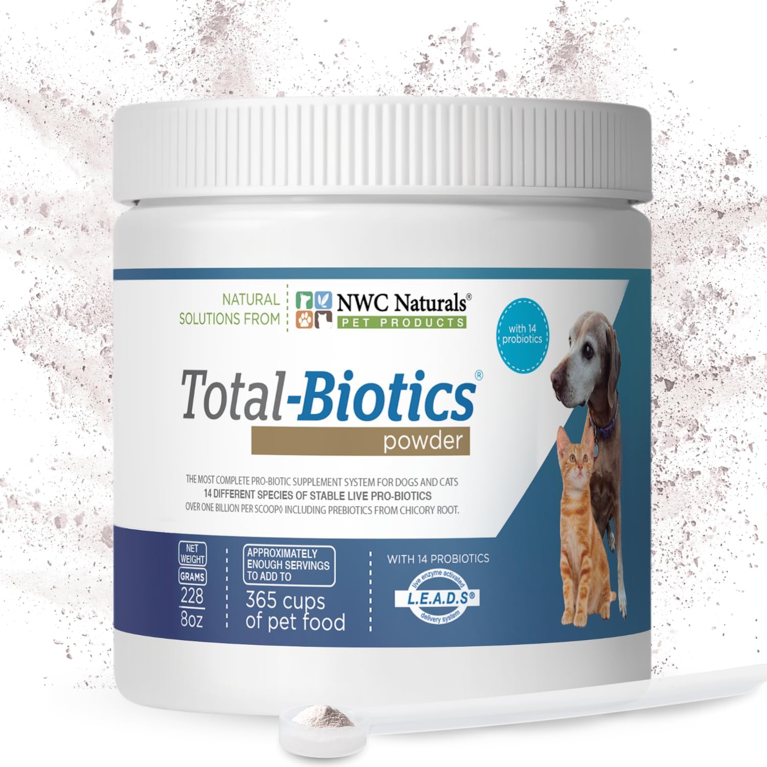 NWC Naturals Total-Biotics Probiotic for Dogs and Cats – Unflavoured Powder, 227 g (365 Servings)