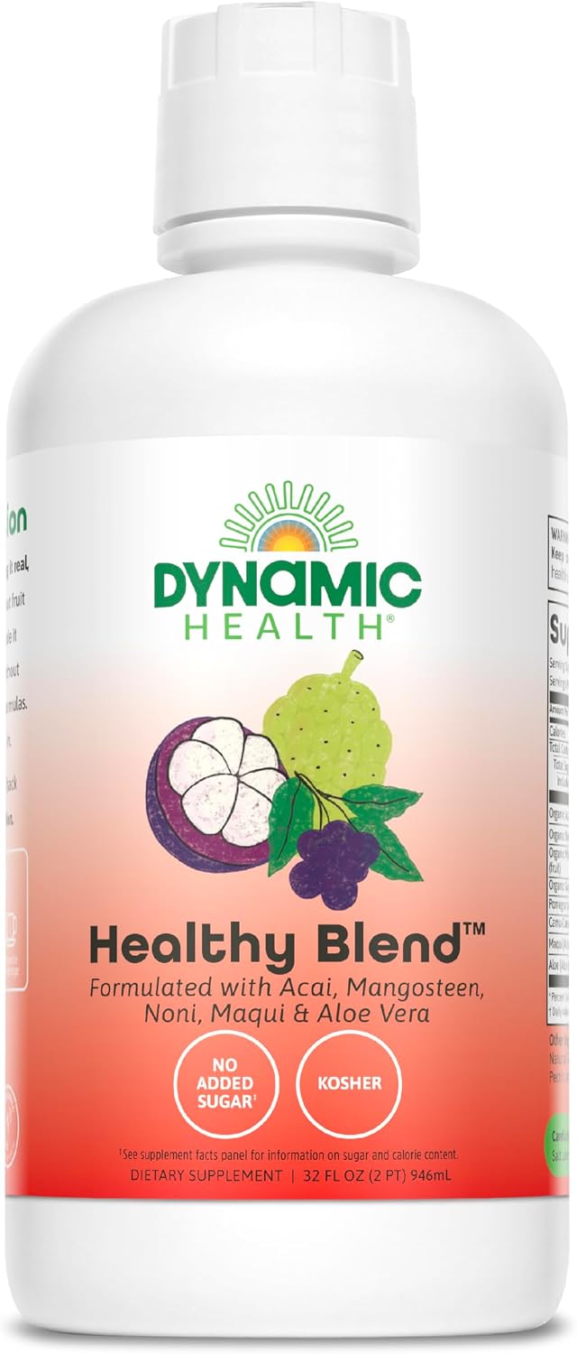 Dynamic Health Healthy Blend - Organic Superfruit Juice with Acai, Mangosteen, Noni, Maqui & Aloe Vera, 946 mL