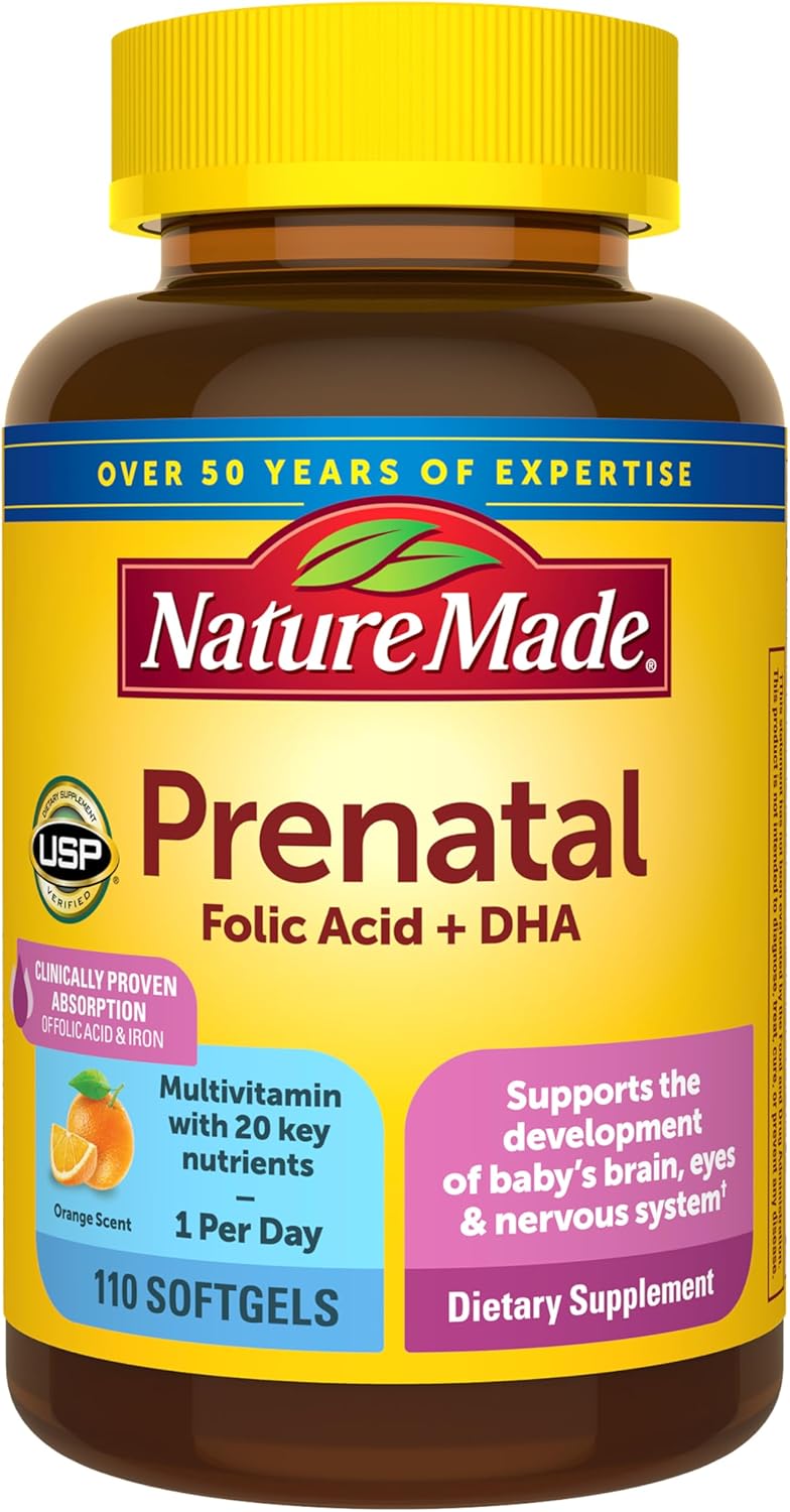 Nature Made Prenatal + DHA 200 mg Multivitamin Softgels, 60 Count