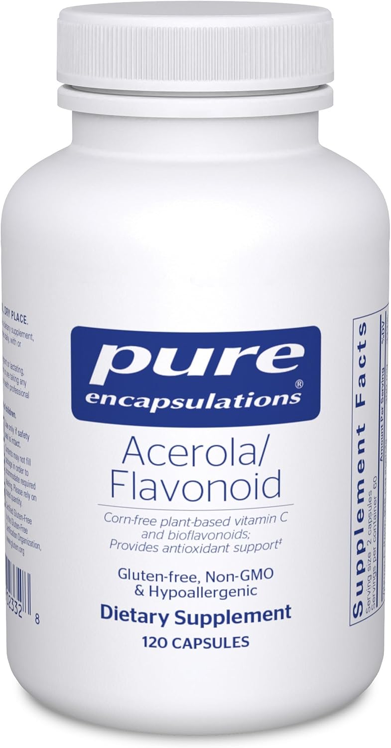 Pure Encapsulations Acerola/Flavonoid | Corn-Free, Plant-Based Vitamin C and Bioflavonoid | 120 Capsules