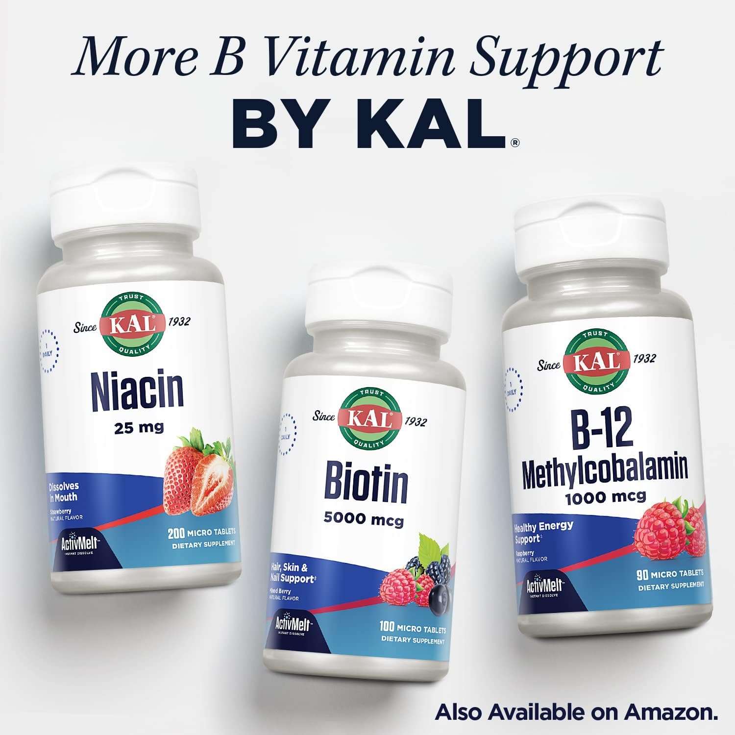 KAL Vitamin B1 100 mg – Thiamine for Energy, Metabolism, and Nervous System Health – 100 Tablets