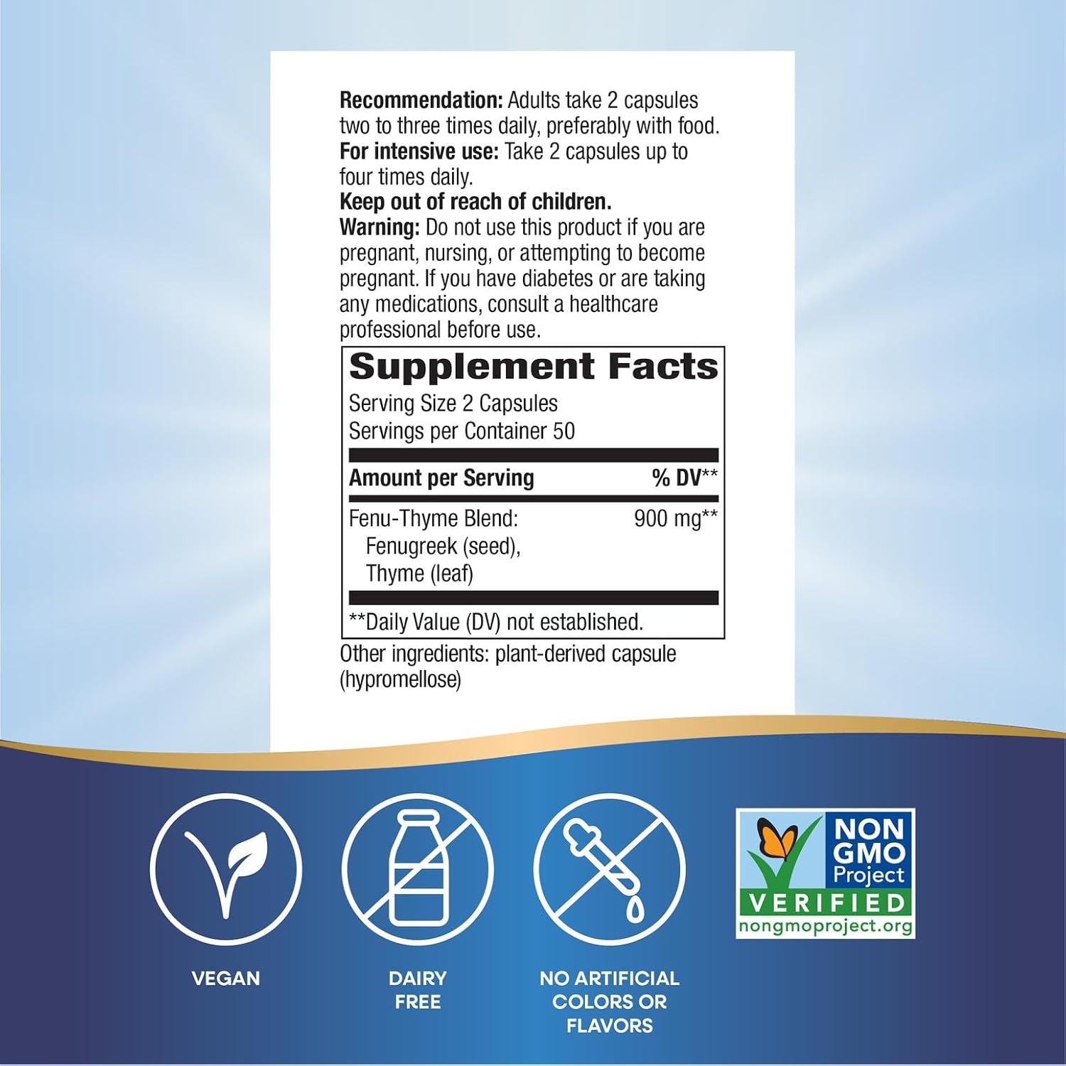 Nature's Way Fenu-Thyme, 900 mg per Serving, 100 Veg Capsules