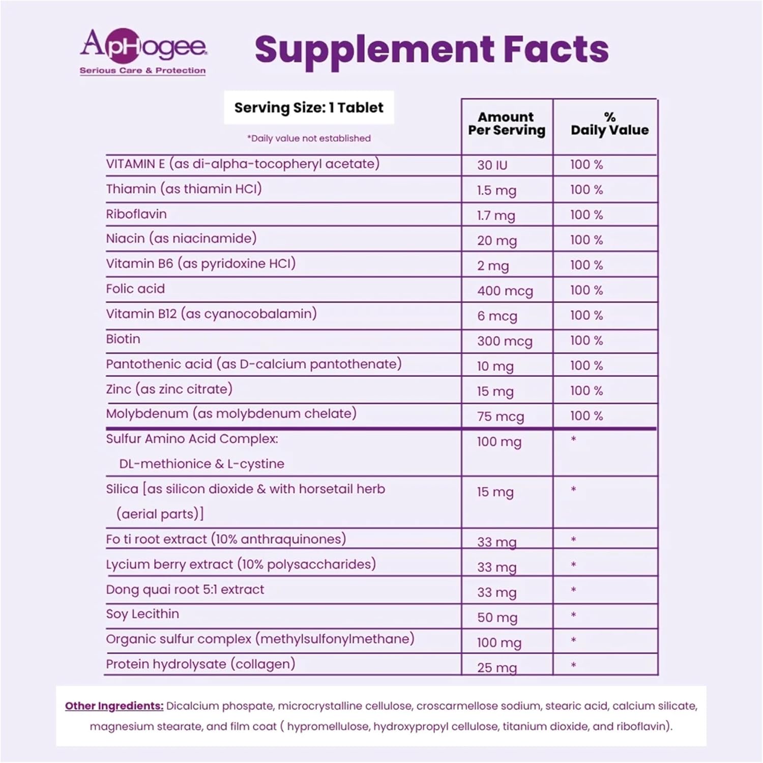 Aphogee Nutritional Supplement for Healthy Hair – Biotin, Vitamins & Minerals with MSM, Collagen & Amino Acids – 30 Tablets - görsel 3
