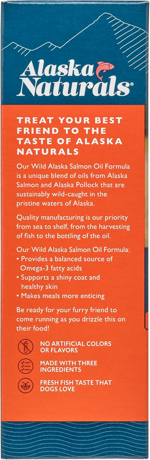 Alaska Naturals – Wild Alaska Salmon Oil Formula Dog Food Topper – EPA and DHA Omega-3 – Supplement for Healthy Skin, Shiny Coat – Made in the USA – 8 oz Pump Bottle - görsel 7