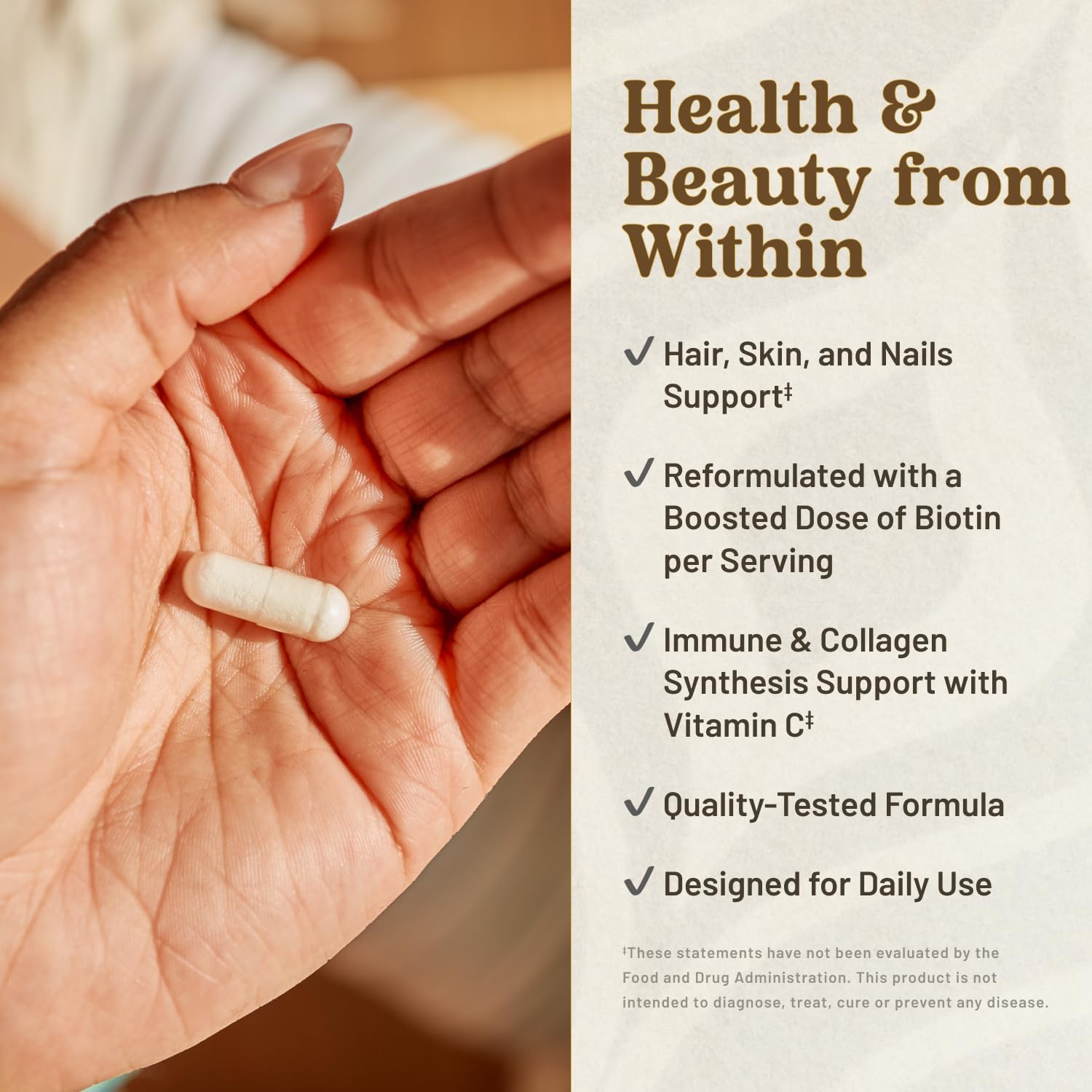 KAL Hair Force Supplement – High Potency Biotin for Hair, Skin and Nails, 60 Vegetable Capsules