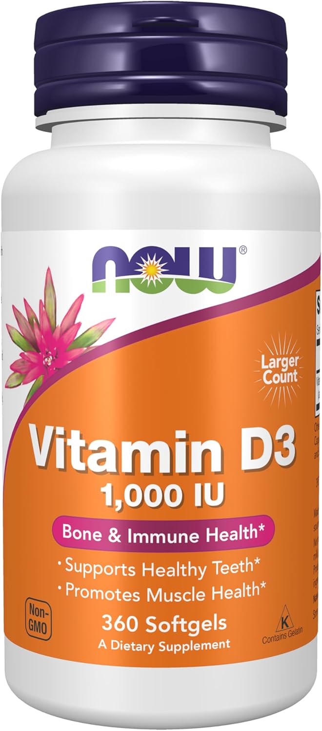 NOW Foods Vitamin D-3 1,000 IU, High Potency, 360 Softgels