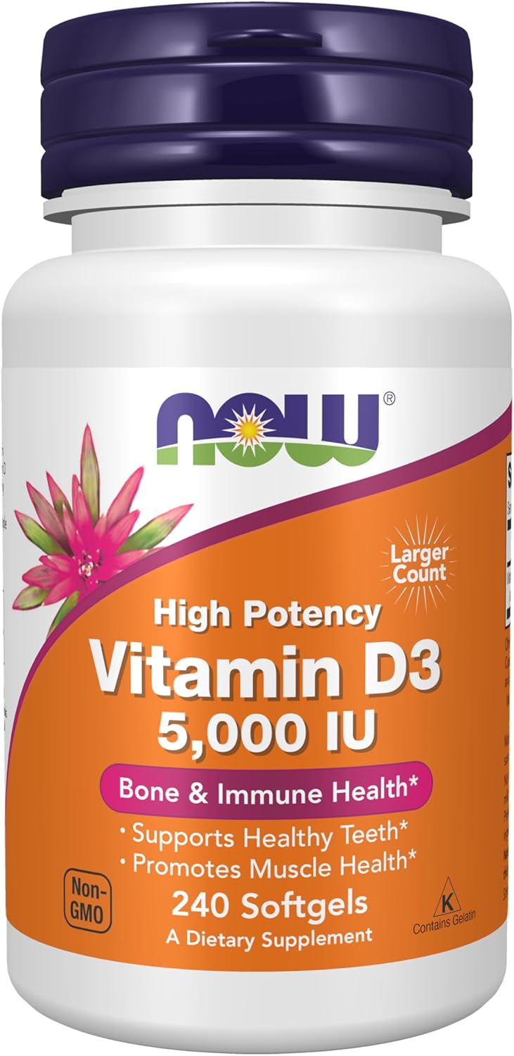 NOW Foods Vitamin D3 5,000 IU, 240 Softgels