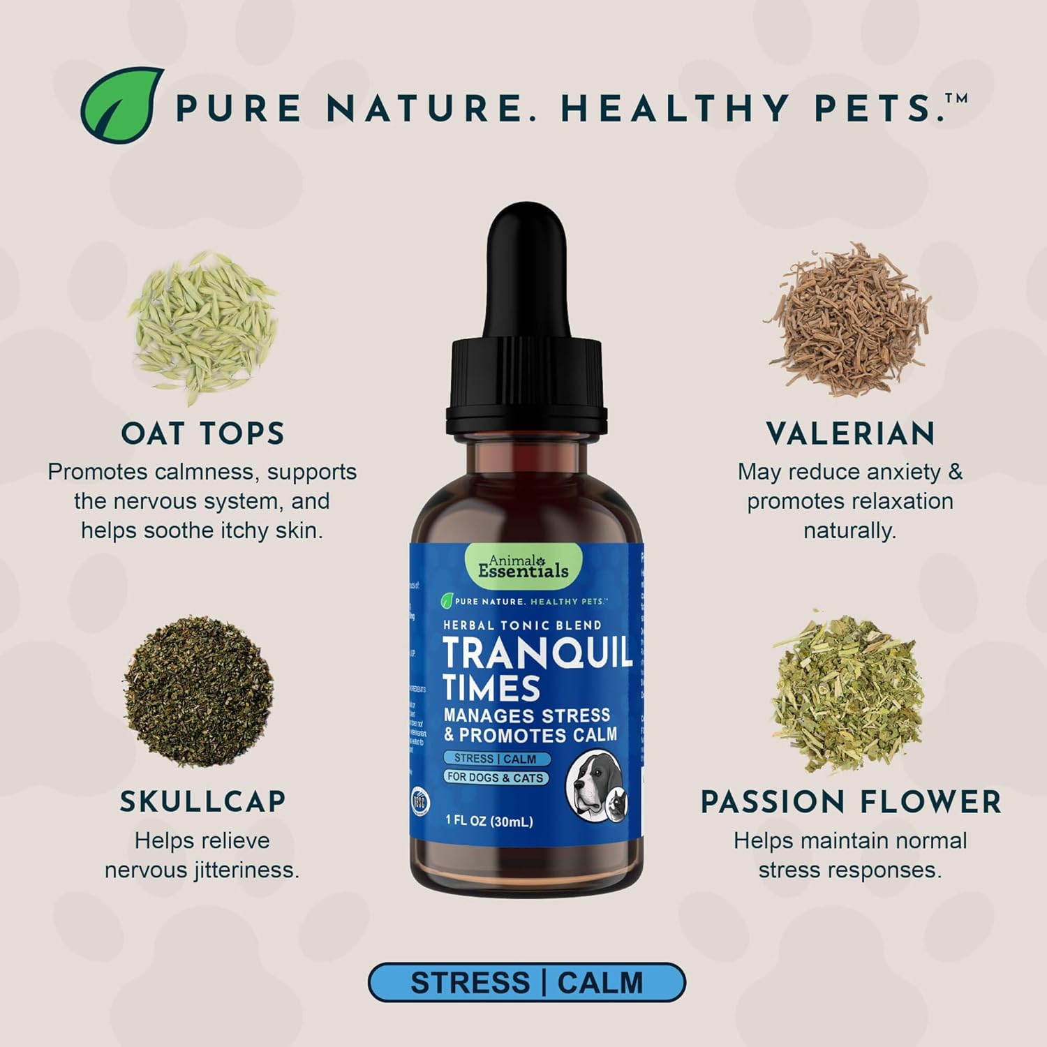 Tranquility Blend – Organic Valerian Root Calming Drops for Dogs and Cats