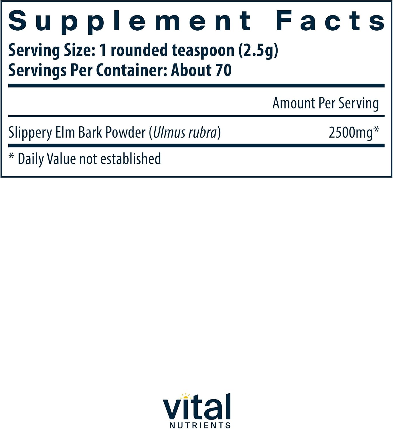 Vital Nutrients Slippery Elm Bark Powder - 2500 mg - Vegan Digestive Support