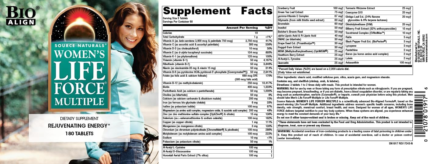 Source Naturals Women's Life Force Multiple Multivitamin - 180 Tablets