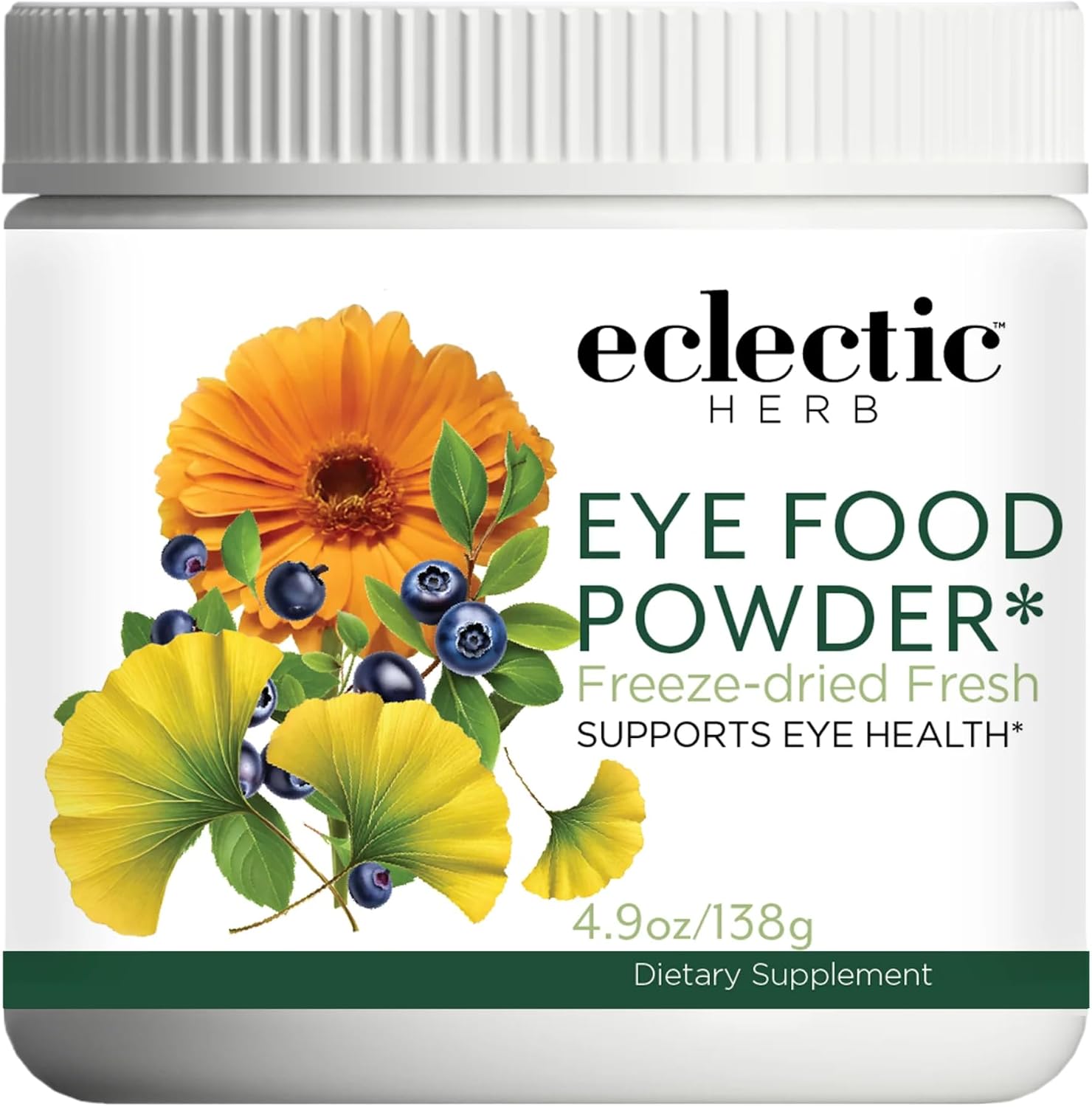 Eclectic Herb Organic Eye Food Powder - Vision Support, Bilberry and Ginkgo, 138 g