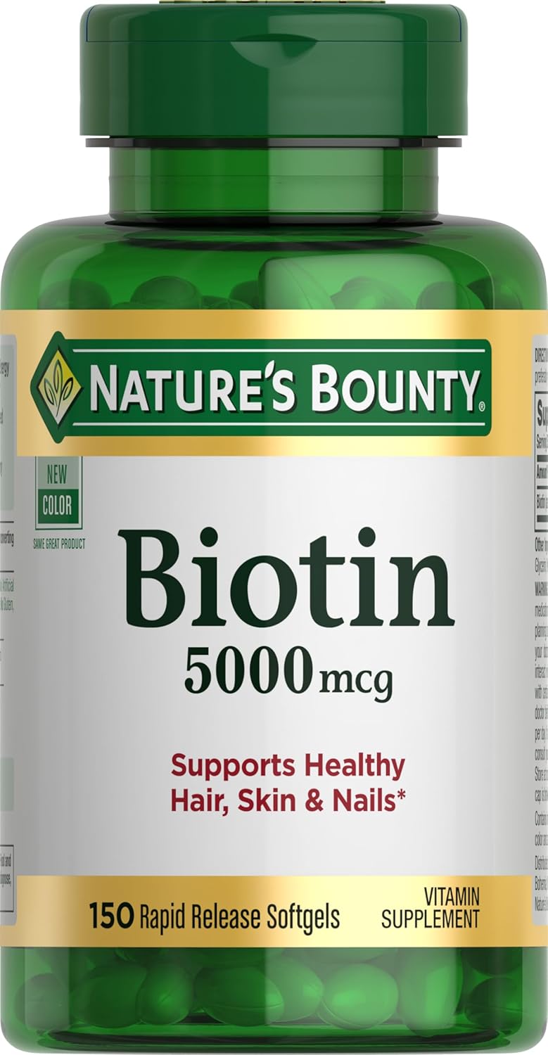 Nature's Bounty Super Potency Biotin 5000 mcg Softgels, 2-Pack