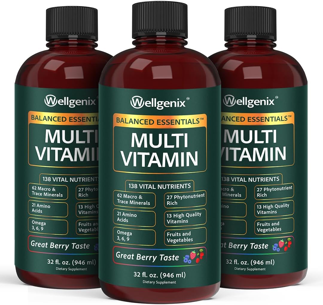 Wellgenix Balanced Essentials Liquid Multivitamin & Minerals – 32 fl oz (946 ml) – 138 Nutrients per Serving