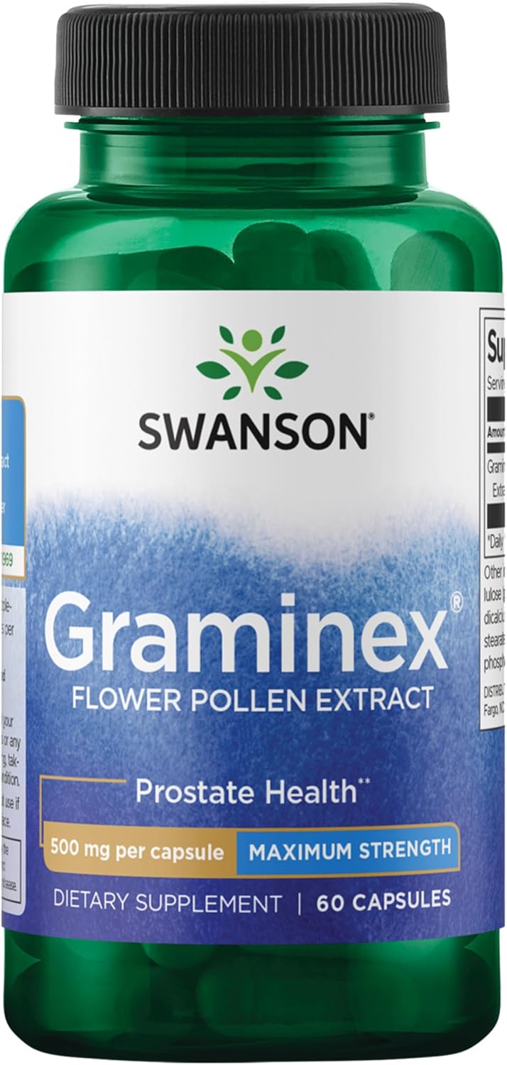 Swanson Graminex Flower Pollen Extract - Men's Health Supplement for Prostate, Kidney, Bladder and Urinary Tract Support - Non-GMO - 60 Capsules