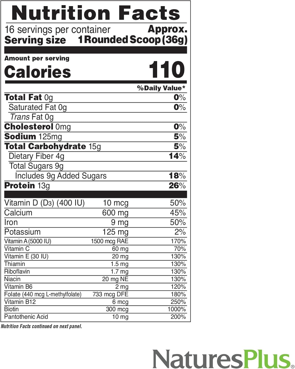 NaturesPlus FRUITEIN Revitalizing Green Foods Shake – Plant-Based Protein & Superfood Mix, 590 g (16 Servings)