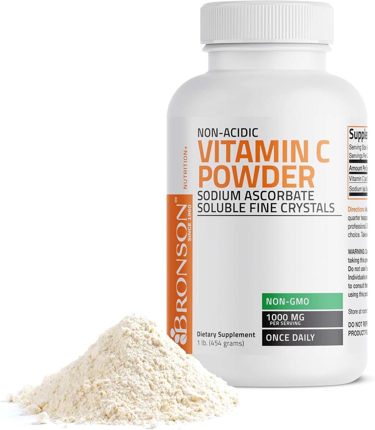 Bronson Non-Acidic Vitamin C Powder – Sodium Ascorbate, 1 lb (454 g)