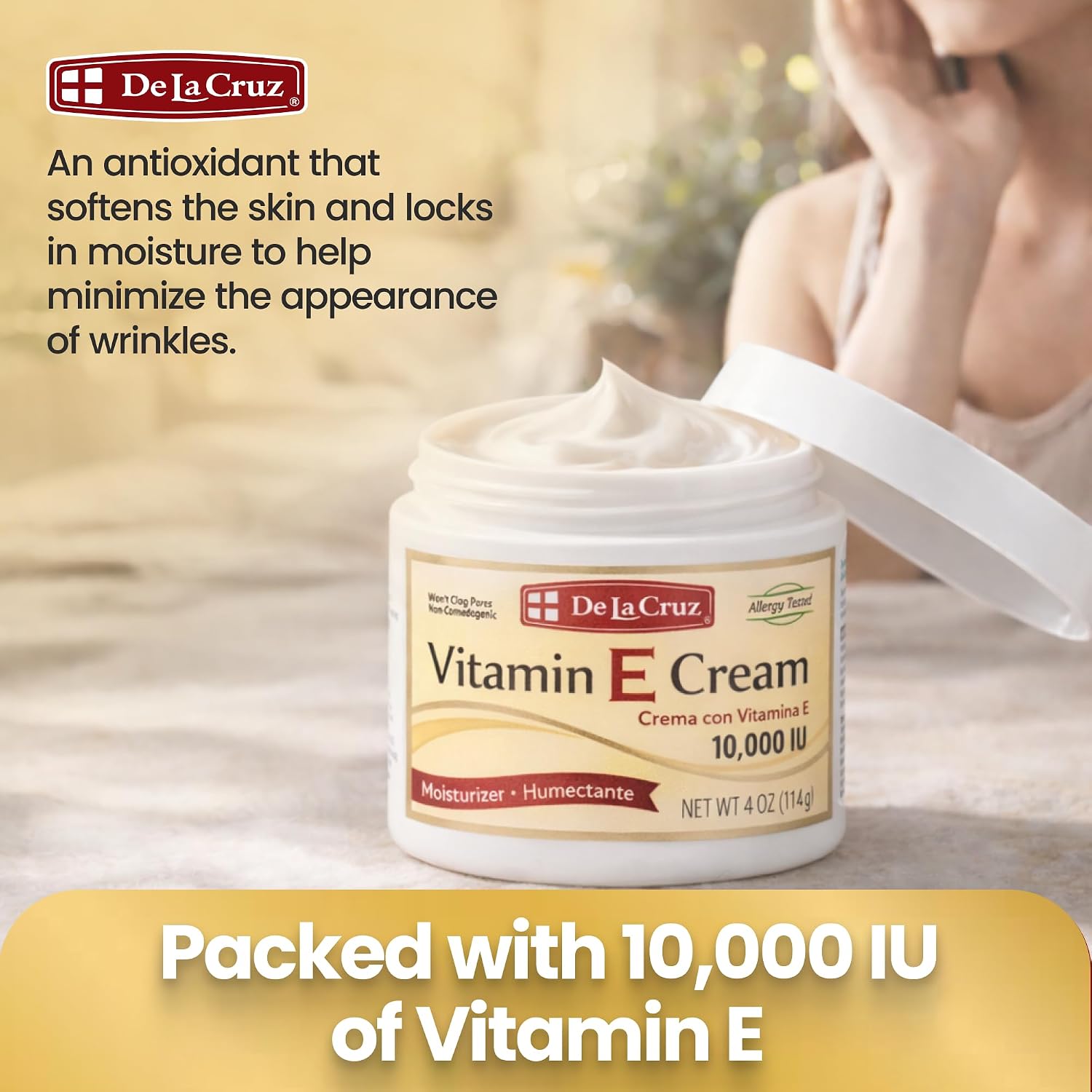 De La Cruz Vitamin E Cream Moisturizer for Face and Neck - 113 g