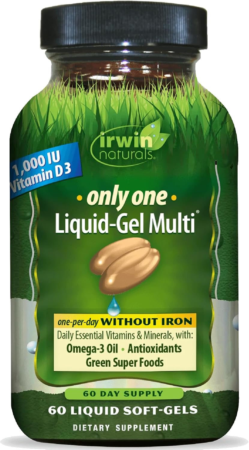 Irwin Naturals Only One Liquid-Gel Multi Without Iron – 60 Liquid Soft-Gels – Daily Essential Nutrient Support