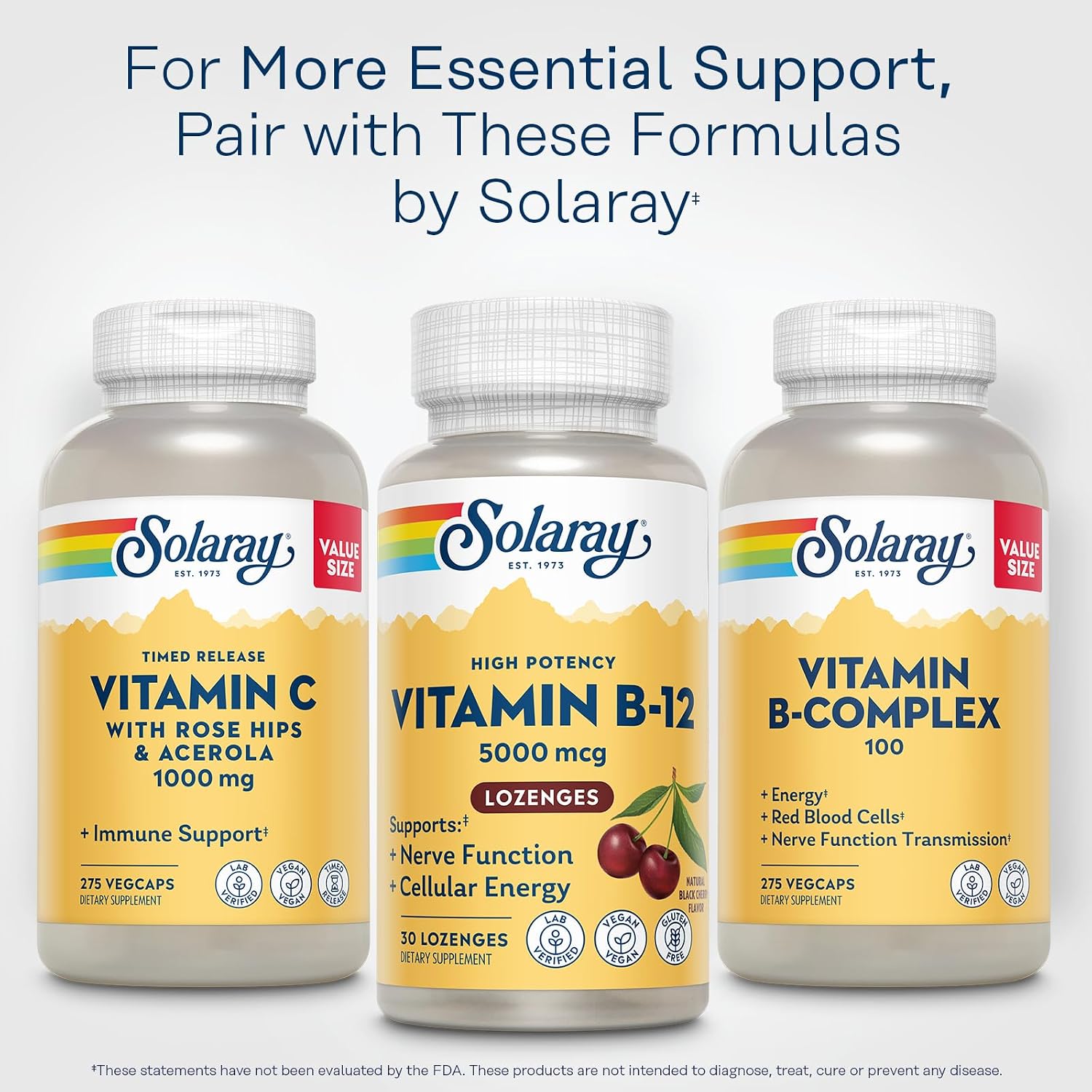 Solaray Vitamin B12 5000mcg Lozenges - Methylcobalamin for Energy & Nerve Health, Natural Cherry, 30 Count