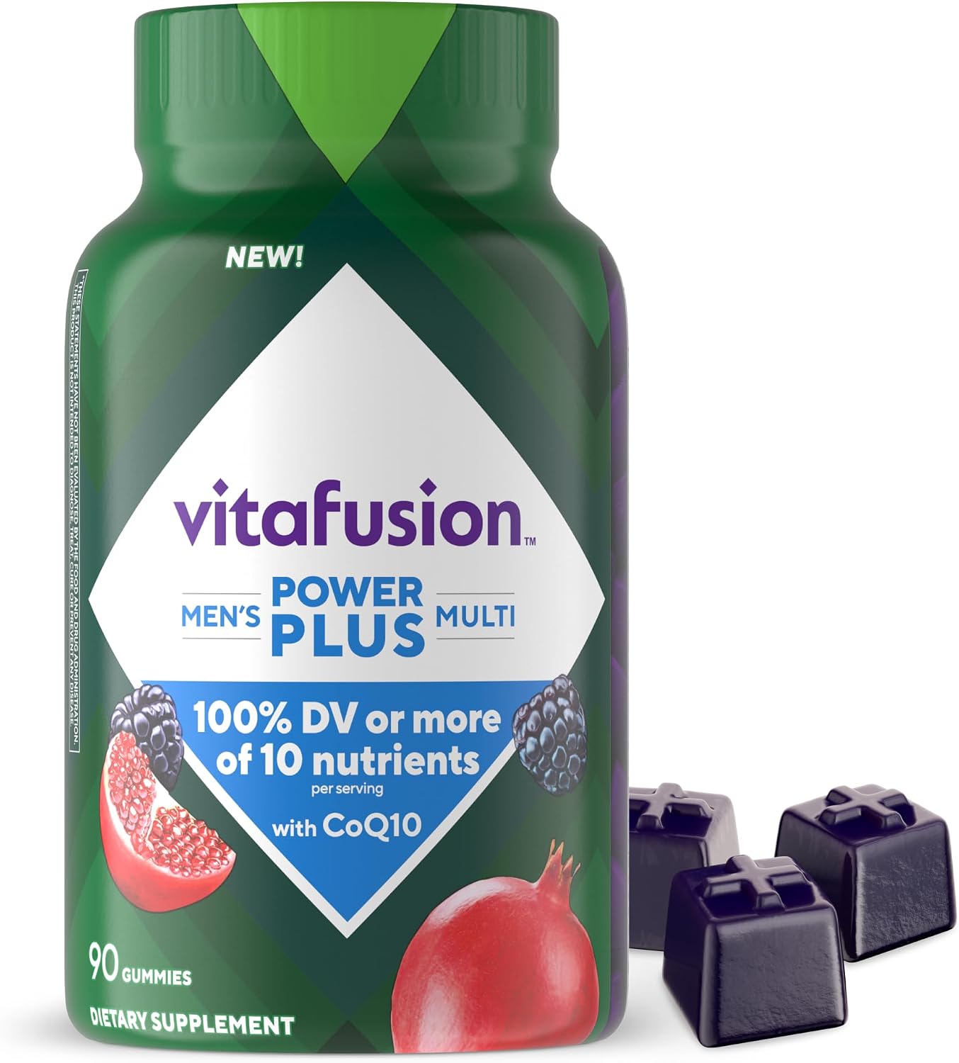 Vitafusion Power+ Men's Multivitamin with CoQ10, Blueberry Pomegranate, 90 Gummies