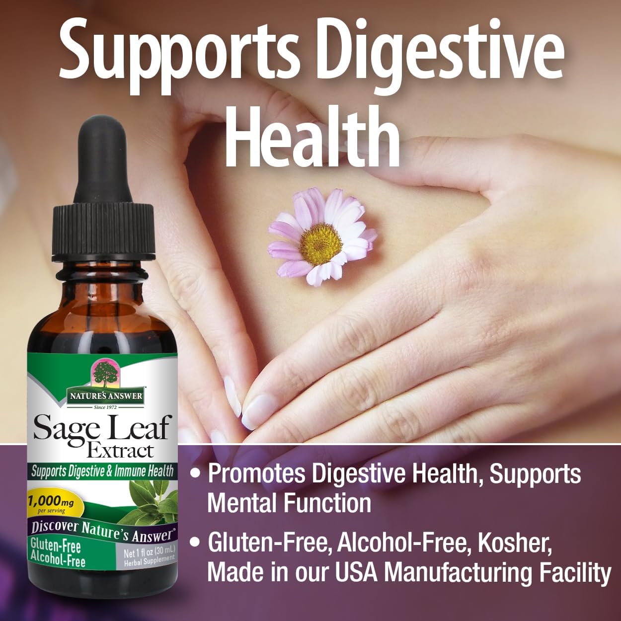 Nature's Answer Alcohol-Free Sage Leaf Liquid Extract, 1 fl oz (30 mL)