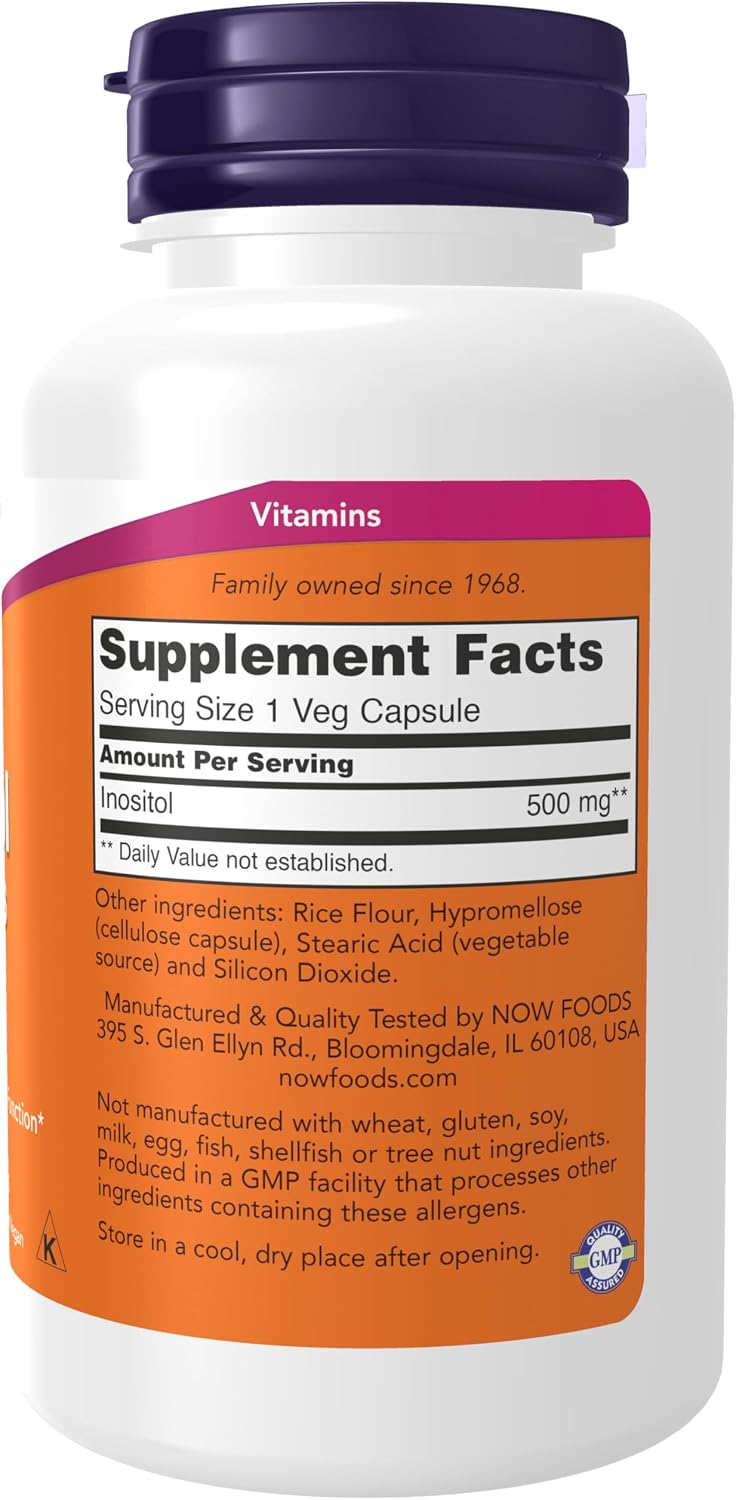 NOW Foods Inositol 500 mg, 100 Capsules (Pack of 3)