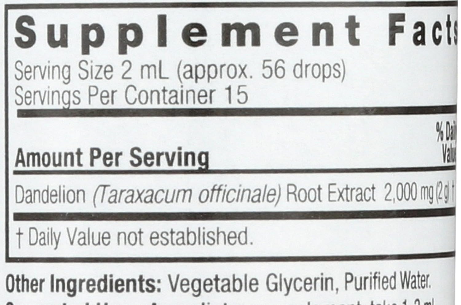 Nature's Answer Dandelion Root Alcohol-Free, 30 mL
