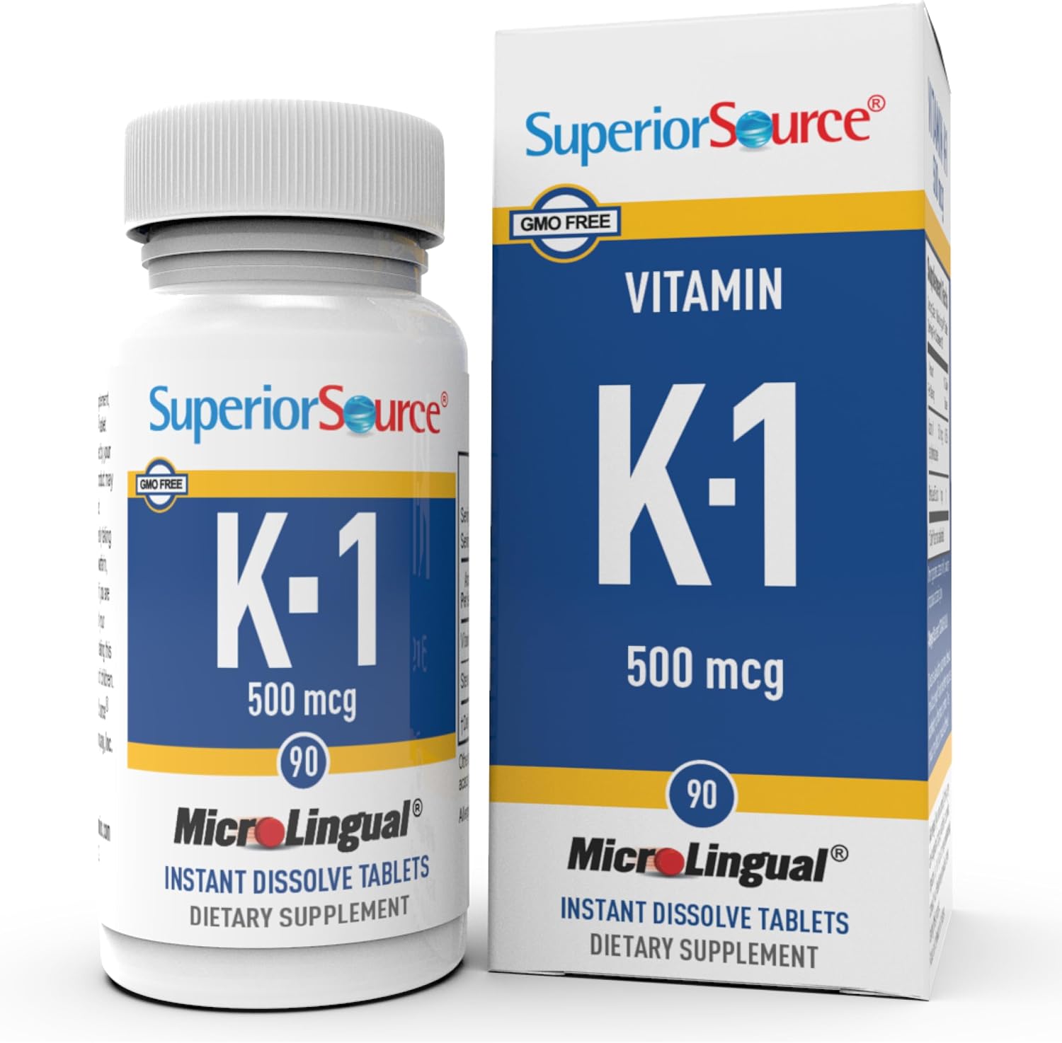 Superior Source Vitamin K1 500 mcg - Bone & Blood Health Support - Vitamin K Supplement Aids Calcium Absorption - 100 Sublingual Dissolving Tablets