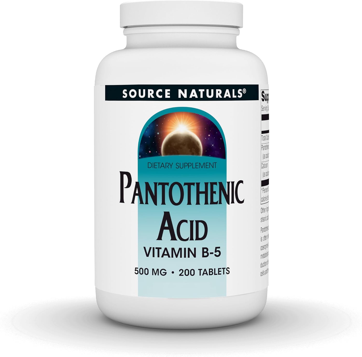 Source Naturals Pantothenic Acid 500 mg - Vitamin B-5 Supplement, 200 Vegetarian Tablets
