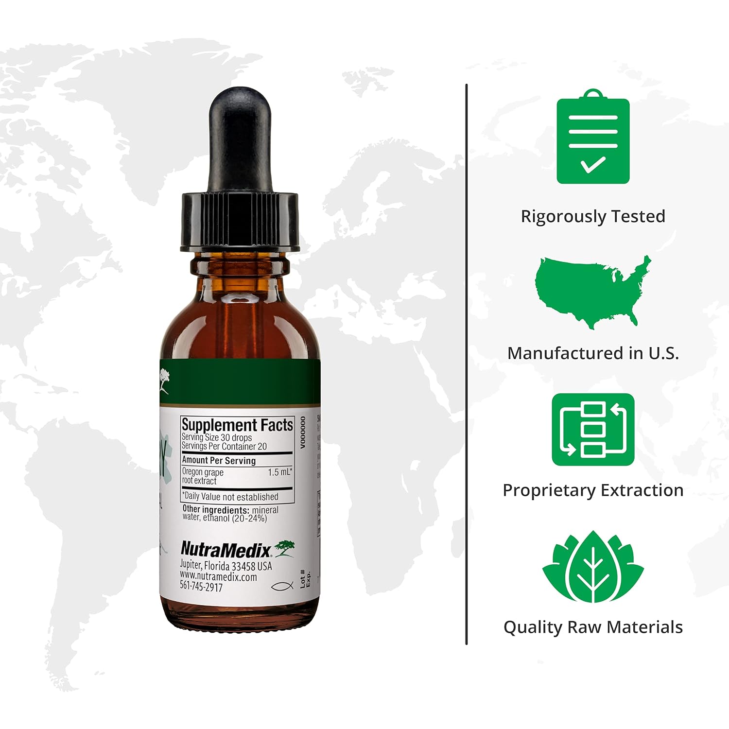 NutraMedix Barberry Liquid Extract - Oregon Grape Root Supplement for Immune Support & Gut Health, 30 ml