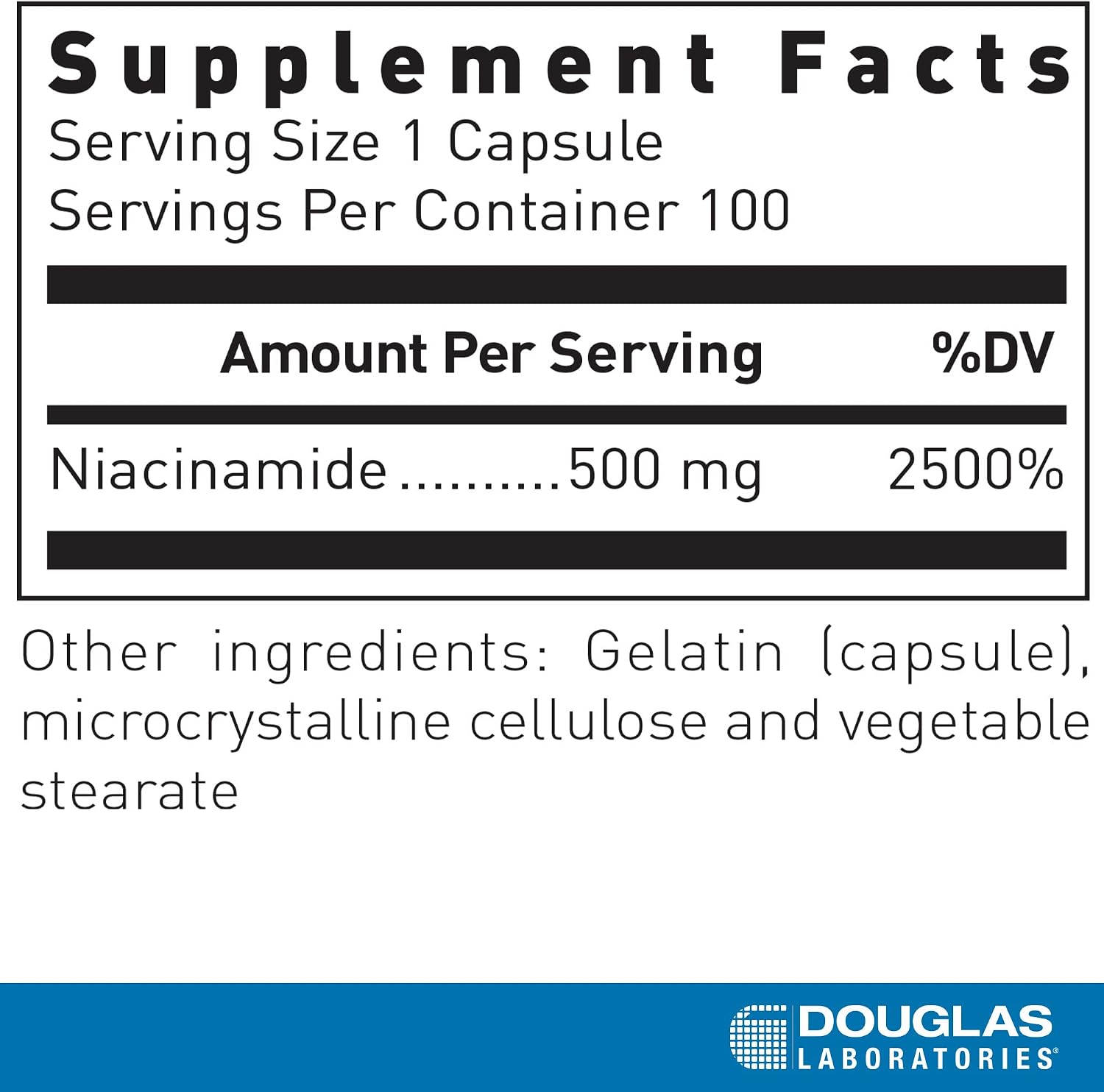 Douglas Laboratories Niacinamide – Vitamin B3 Supplement for Cardiovascular Health (100 Capsules)