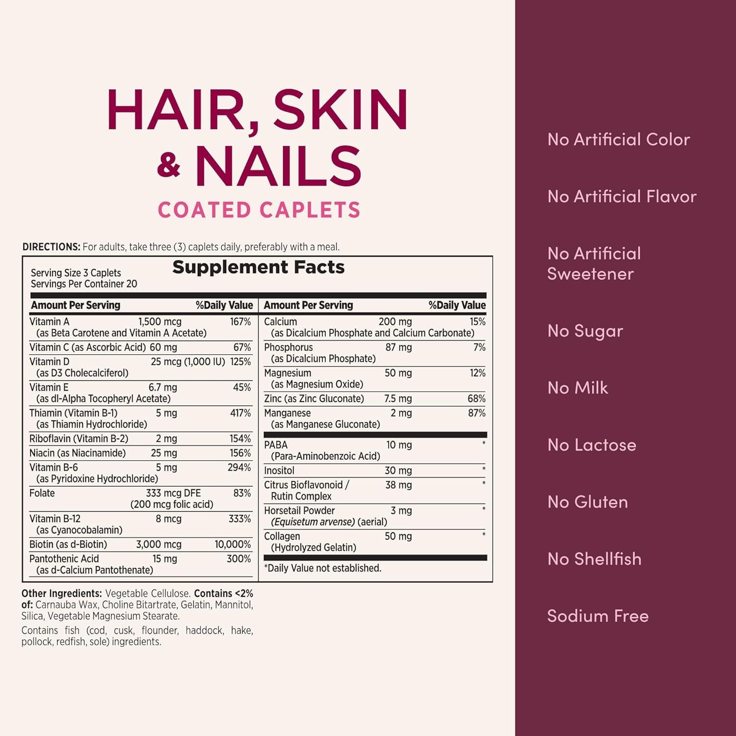Nature's Bounty Hair, Skin and Nails Formula, 60-Count